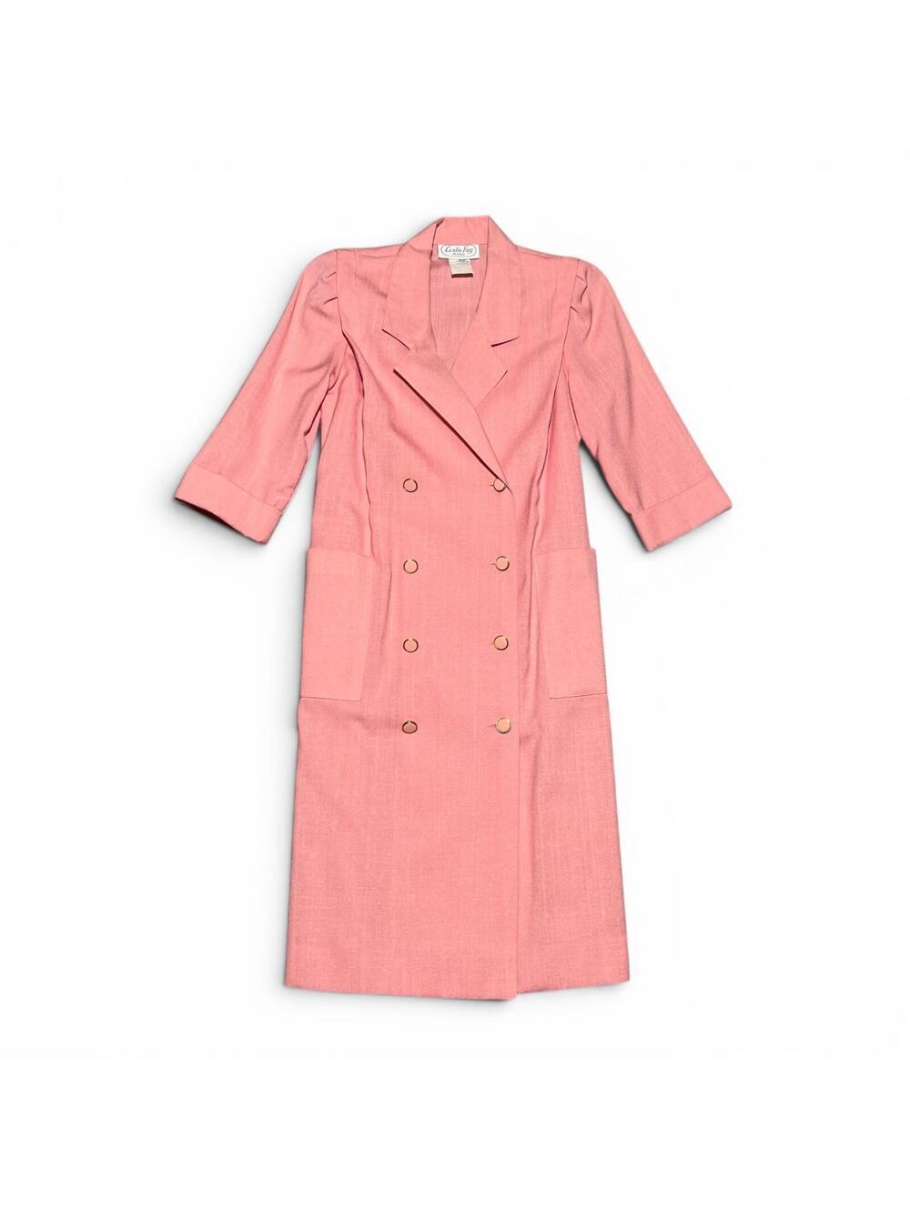Vintage Leslie Fay Pink Double-Breasted Dress Size 6